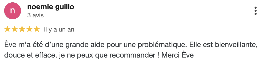 avis d'une cliente satisfaite.