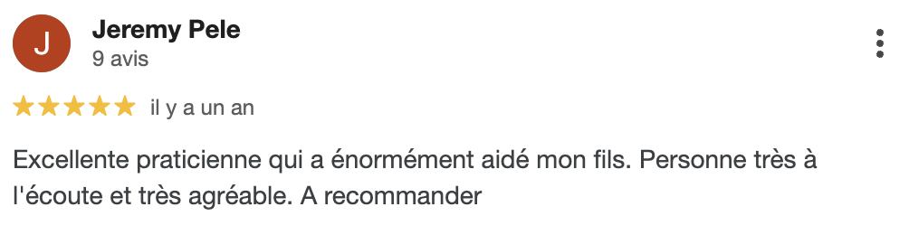 avis d'un papa satisfait d'une séance pour son fils. Il me recommande